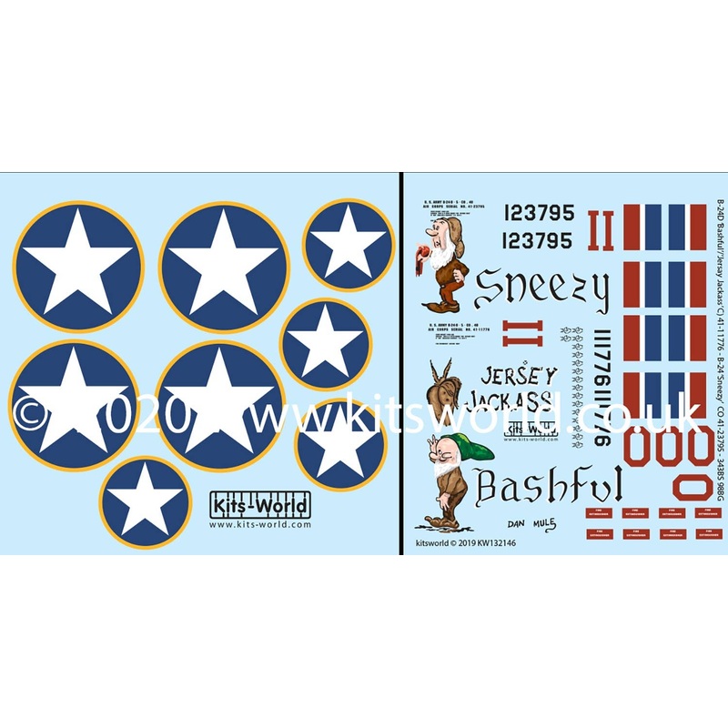1/32 WW.II US Forces B-24D Liberator Snow White and the Seven Dwarfs Squadron Decal Set 3