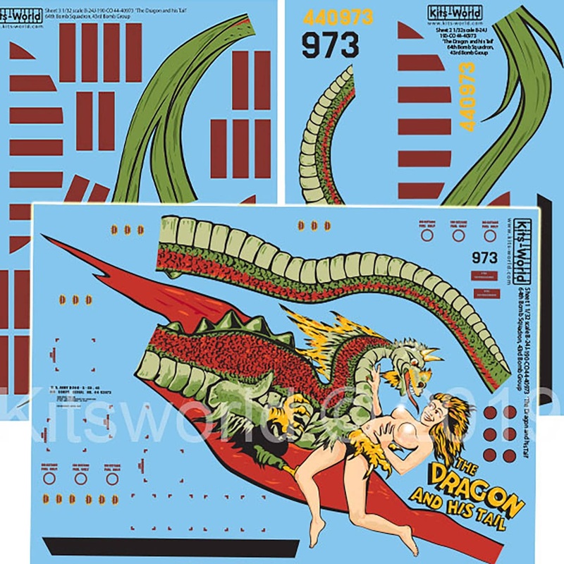 1/32 WW.II US Forces B-24J Dragon & His Tail Decal Set