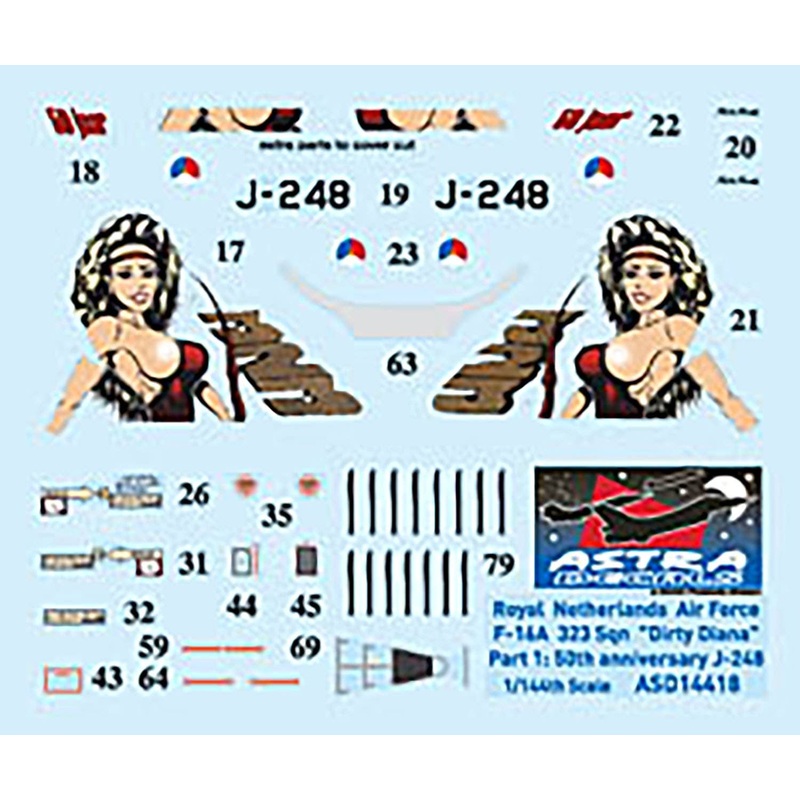 1/144 Dutch Air Force F-16A 323 Squadron 50th Anniversary Special Painter Dirty Diana Decal