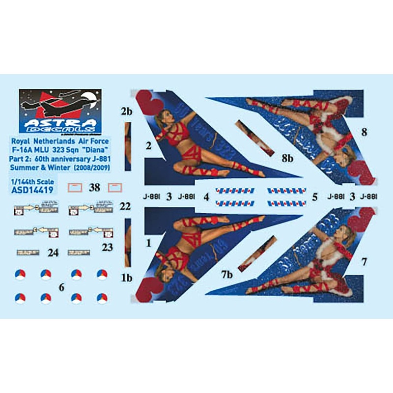 1/144 Dutch Air Force F-16A 323 Squadron 60th Anniversary Special Painter Diana Decal