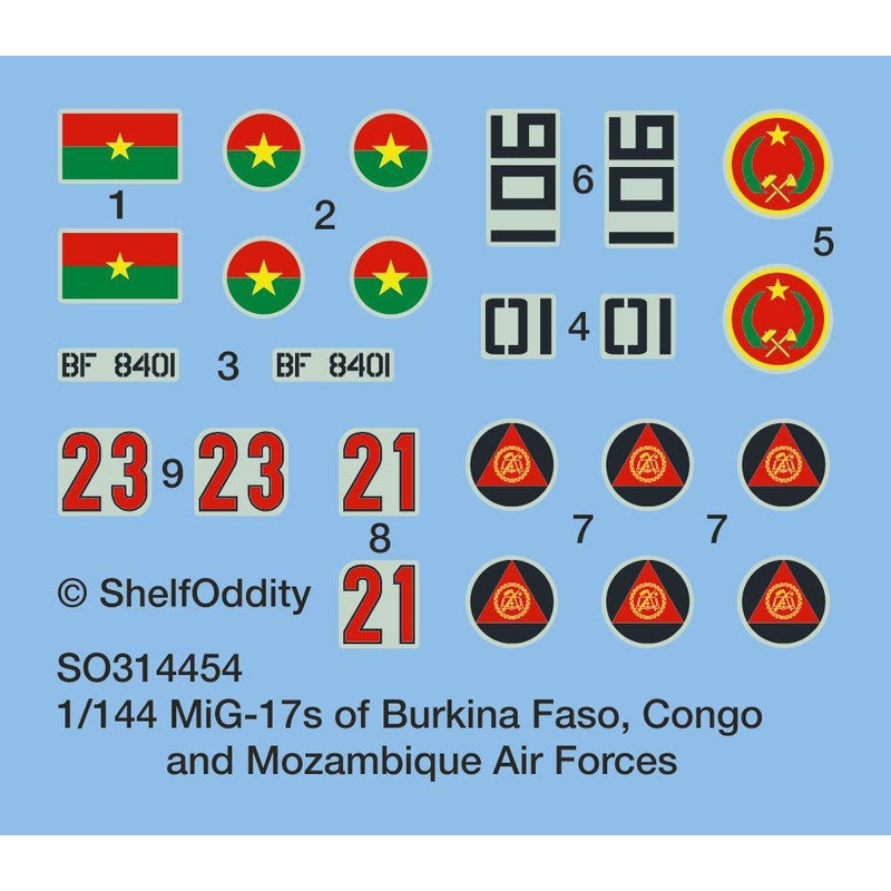 1/144 MiG-17s from Burkina Faso, Congo and Mozambique
