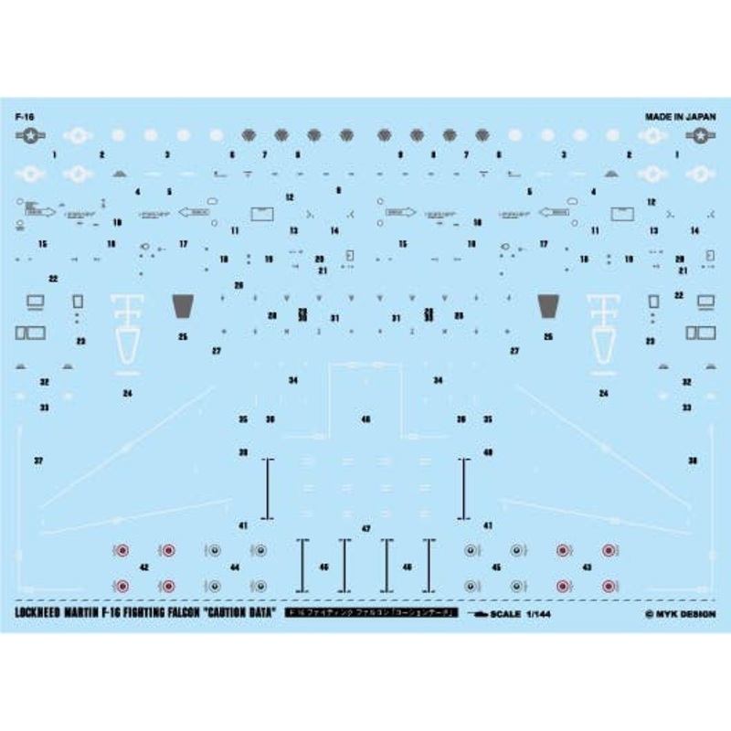 1/144 US Air Force F-16 Fighting Falcon Caution Data