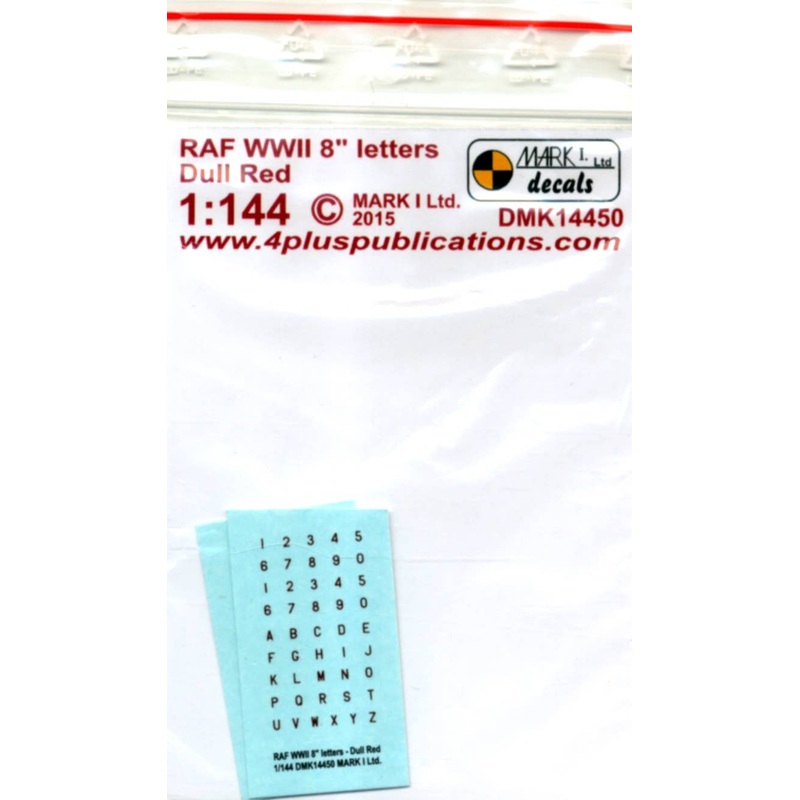 1/144 WWII 8-inch Letters Dull Red (2pce Set)