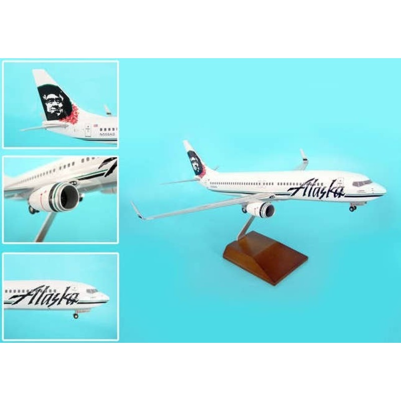 1/100 737-800 Alaska Airlines Eskimo/Flowers (With Gear and Wooden Stand)