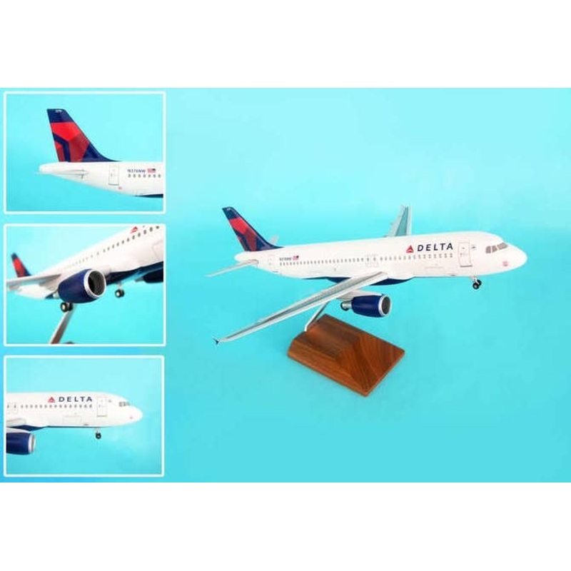 1/100 A320-200 Delta Airlines New Livery (With Gear and Wooden Stand)