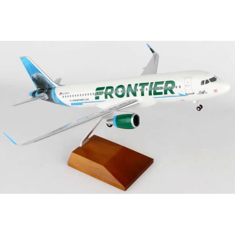 1/100 A320-200 Frontier Airlines Hugh The Manatee (With Gear and Wooden Stand)
