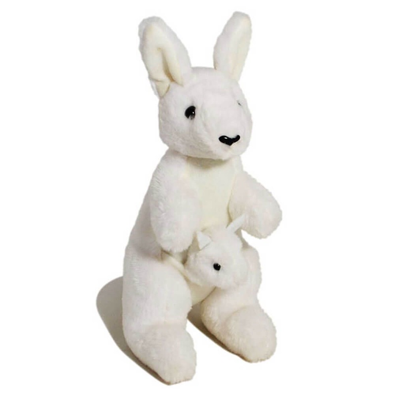 Jumbuck 26cm Kangaroo avec Joey (blanc)